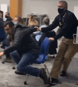 Outrage Ensues After Maskless Dad Forcibly Removed From School Board Meeting by Security