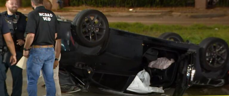 photo of flipped Dodge Charger